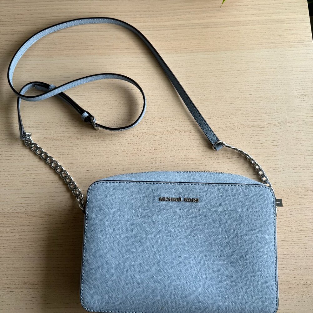 Michael Kors Jet Set Travel Large Crossbody Bag- Pale Blue